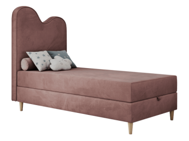 Łóżko młodzieżowe FLOW 90x180 - H3 - różowy, welwet - topper T25