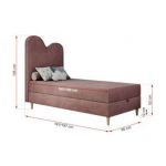 Łóżko młodzieżowe FLOW 90x180 - H3 - różowy, welwet - topper T25