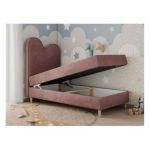 Łóżko młodzieżowe FLOW 90x180 - H3 - różowy, welwet - topper T25