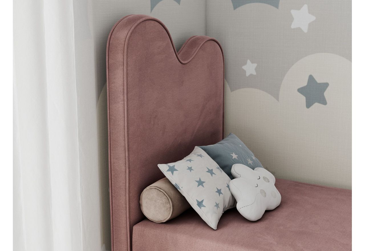 Łóżko młodzieżowe FLOW 90x180 - H3 - różowy, welwet - topper T25