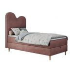 Łóżko młodzieżowe FLOW 90x180 - H3 - różowy, welwet - topper T25