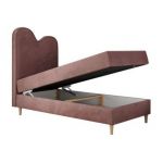 Łóżko młodzieżowe FLOW 90x180 - H3 - różowy, welwet - topper T25