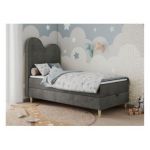 Łóżko młodzieżowe FLOW 90x180 - H3 - ciemnoszary, welwet - topper T25