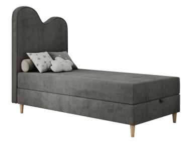 Łóżko młodzieżowe FLOW 90x180 - H3 - ciemnoszary, welwet - topper T25