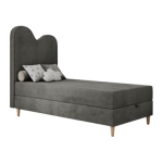 Łóżko młodzieżowe FLOW 90x180 - H3 - ciemnoszary, welwet - topper T25