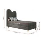 Łóżko młodzieżowe FLOW 90x180 - H3 - ciemnoszary, welwet - topper T25