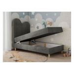 Łóżko młodzieżowe FLOW 90x180 - H3 - ciemnoszary, welwet - topper T25