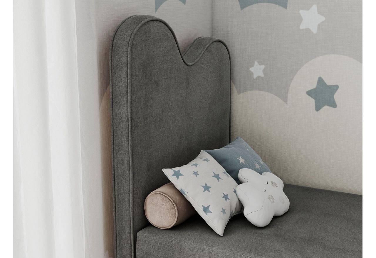 Łóżko młodzieżowe FLOW 90x180 - H3 - ciemnoszary, welwet - topper T25