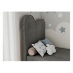 Łóżko młodzieżowe FLOW 90x180 - H3 - ciemnoszary, welwet - topper T25