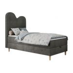 Łóżko młodzieżowe FLOW 90x180 - H3 - ciemnoszary, welwet - topper T25