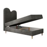 Łóżko młodzieżowe FLOW 90x180 - H3 - ciemnoszary, welwet - topper T25
