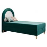 Łóżko młodzieżowe NEST 90x180 - H3 - ciemnozielony, welwet - topper T25