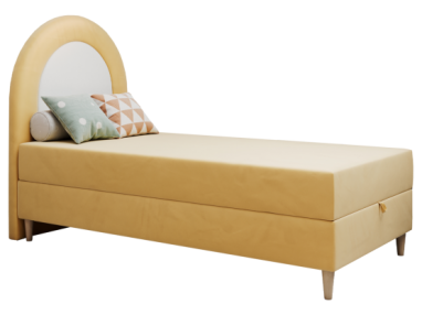 Łóżko młodzieżowe NEST 90x180 - H3 - żółty, welwet - topper T25