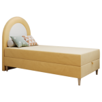 Łóżko młodzieżowe NEST 90x180 - H3 - żółty, welwet - topper T25