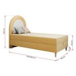 Łóżko młodzieżowe NEST 90x180 - H3 - żółty, welwet - topper T25