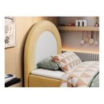 Łóżko młodzieżowe NEST 90x180 - H3 - żółty, welwet - topper T25