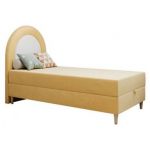 Łóżko młodzieżowe NEST 90x180 - H3 - żółty, welwet - topper T25