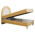 Łóżko młodzieżowe NEST 90x180 - H3 - żółty, welwet - topper T25