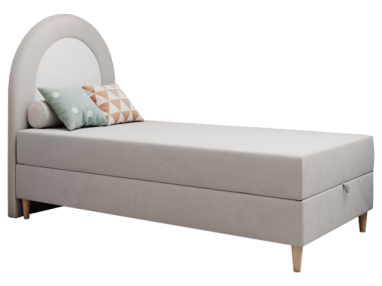 Łóżko młodzieżowe NEST 90x180 - H3 - jasnoszary, welwet - topper T25