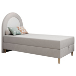 Łóżko młodzieżowe NEST 90x180 - H3 - jasnoszary, welwet - topper T25