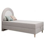 Łóżko młodzieżowe NEST 90x180 - H3 - jasnoszary, welwet - topper T25