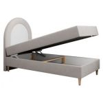 Łóżko młodzieżowe NEST 90x180 - H3 - jasnoszary, welwet - topper T25