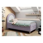 Łóżko młodzieżowe NEST 90x180 - H3 - fioletowy, welwet - topper T25