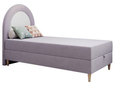 Łóżko młodzieżowe NEST 90x180 - H3 - fioletowy, welwet - topper T25