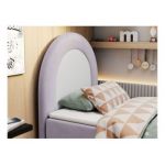 Łóżko młodzieżowe NEST 90x180 - H3 - fioletowy, welwet - topper T25