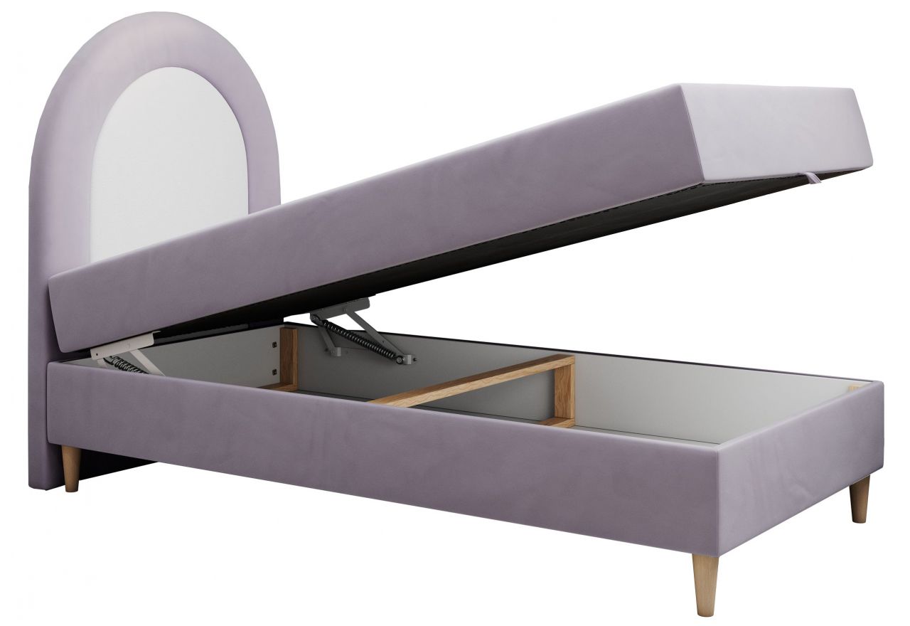 Łóżko młodzieżowe NEST 90x180 - H3 - fioletowy, welwet - topper T25