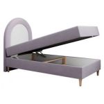 Łóżko młodzieżowe NEST 90x180 - H3 - fioletowy, welwet - topper T25