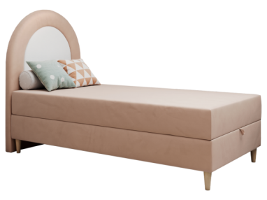 Łóżko młodzieżowe NEST 90x180 - H3 - różowy, welwet - topper T25