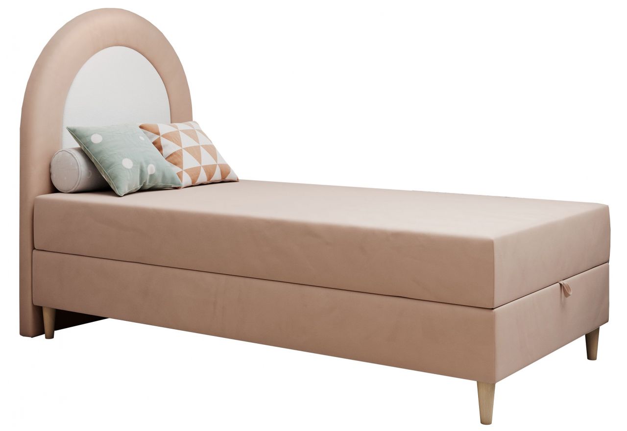 Łóżko młodzieżowe NEST 90x180 - H3 - różowy, welwet - topper T25