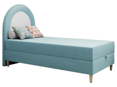 Łóżko młodzieżowe NEST 90x180 - H3 - niebieski, welwet - topper T25