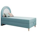 Łóżko młodzieżowe NEST 90x180 - H3 - niebieski, welwet - topper T25