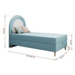 Łóżko młodzieżowe NEST 90x180 - H3 - niebieski, welwet - topper T25