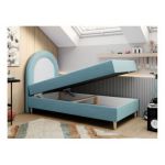Łóżko młodzieżowe NEST 90x180 - H3 - niebieski, welwet - topper T25