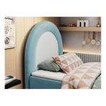 Łóżko młodzieżowe NEST 90x180 - H3 - niebieski, welwet - topper T25