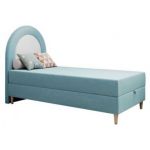 Łóżko młodzieżowe NEST 90x180 - H3 - niebieski, welwet - topper T25