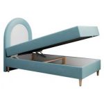 Łóżko młodzieżowe NEST 90x180 - H3 - niebieski, welwet - topper T25