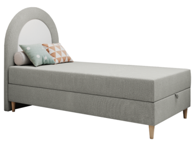 Łóżko młodzieżowe NEST 90x180 - H3 - jasnoszary, struktura - topper T25