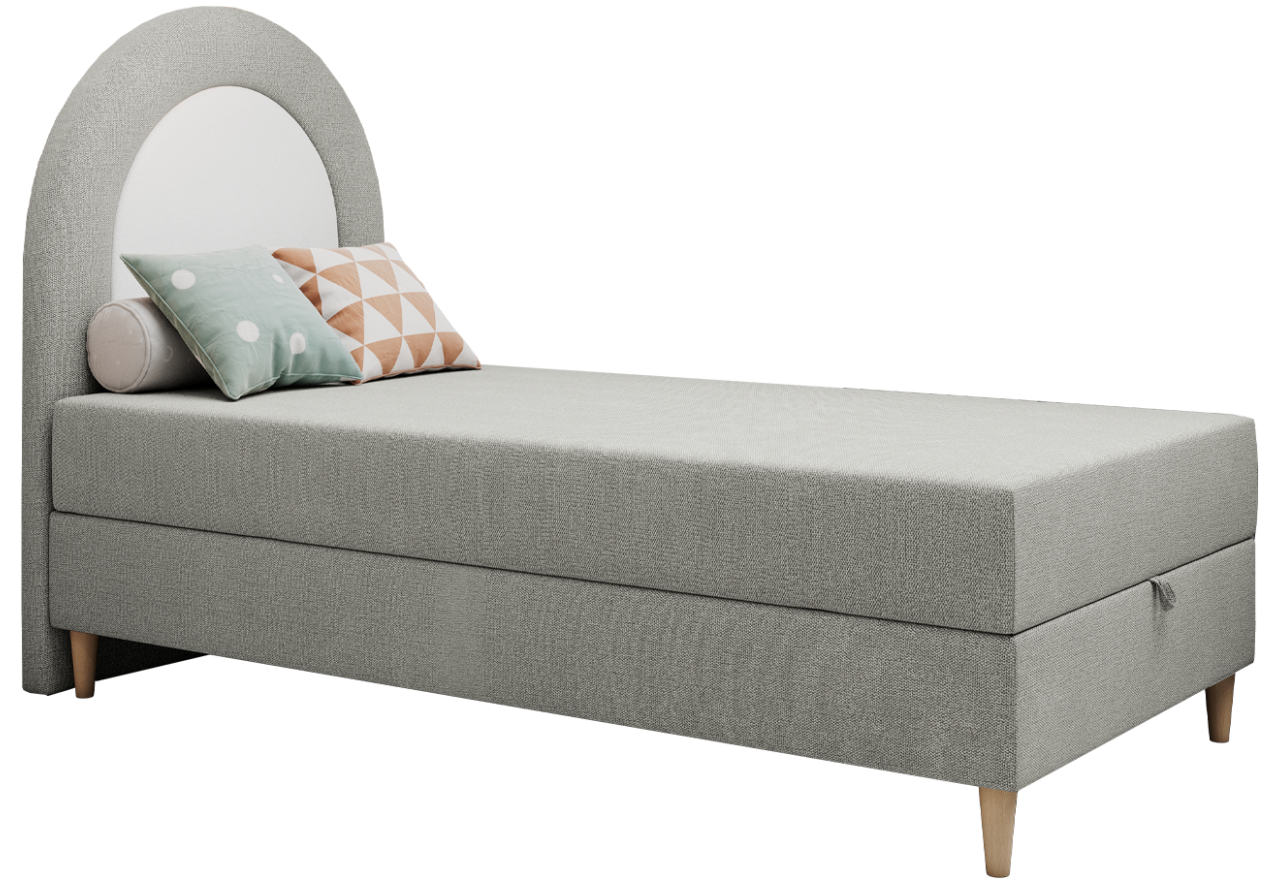 Łóżko młodzieżowe NEST 90x180 - H3 - jasnoszary, struktura - topper T25