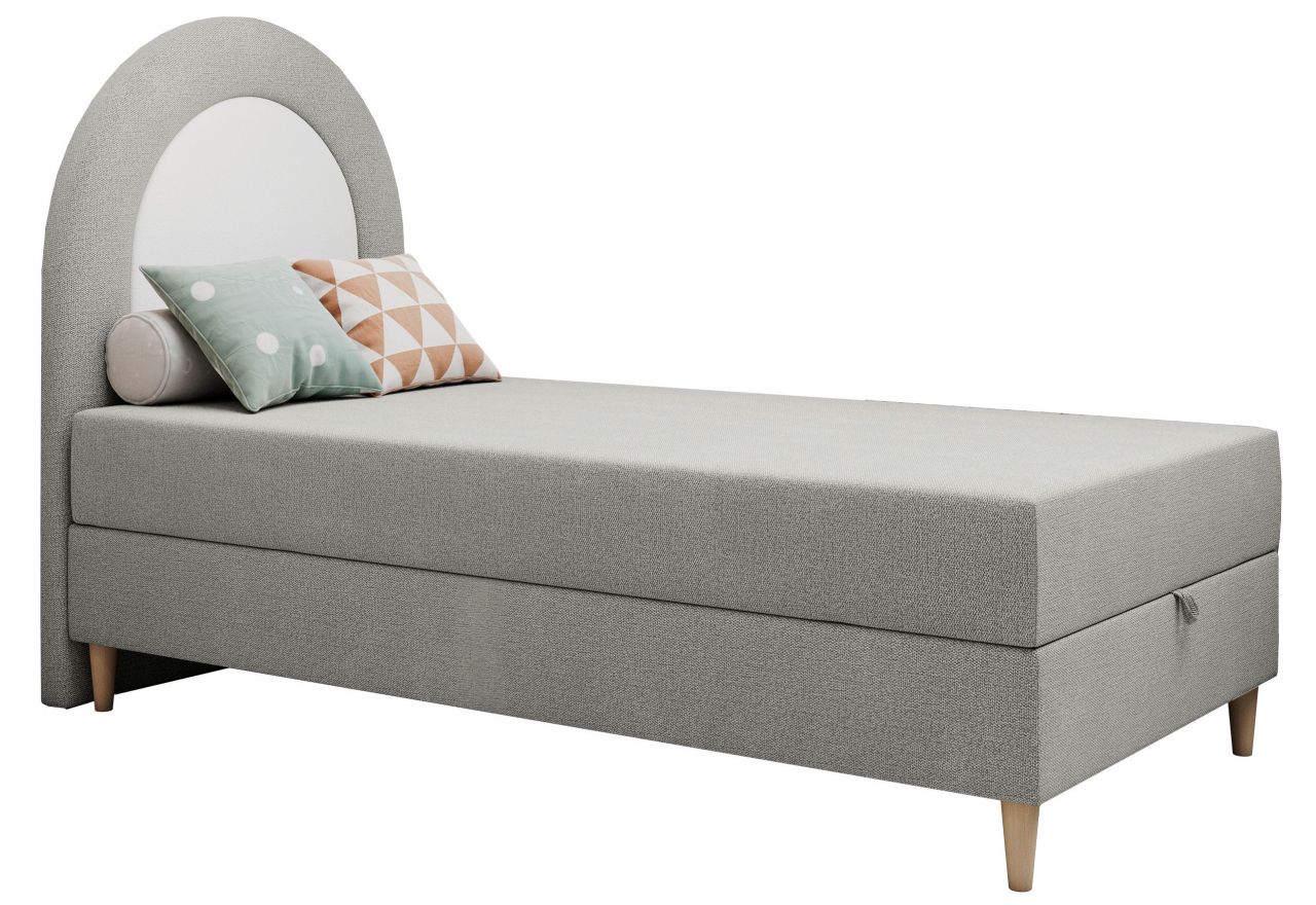 Łóżko młodzieżowe NEST 90x180 - H3 - jasnoszary, struktura - topper T25