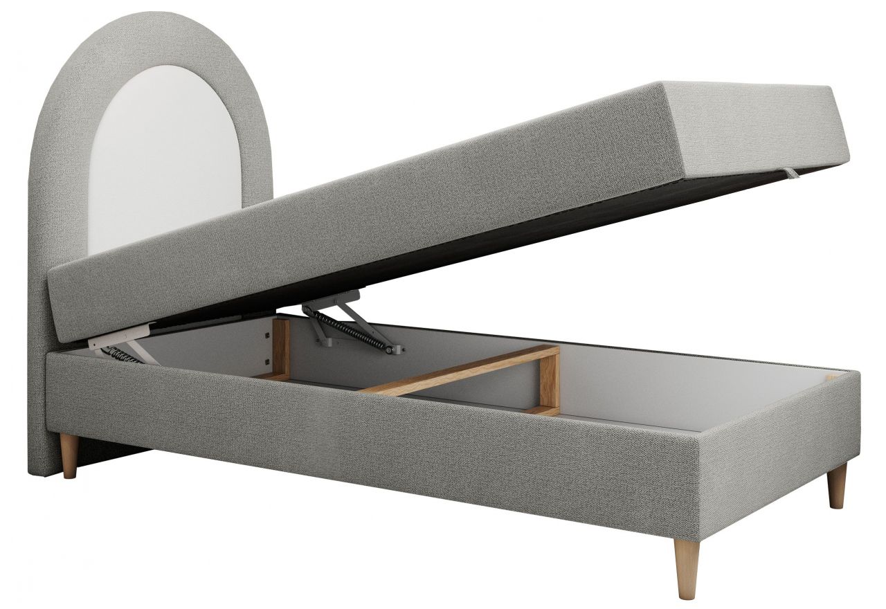 Łóżko młodzieżowe NEST 90x180 - H3 - jasnoszary, struktura - topper T25