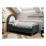 Łóżko młodzieżowe NEST 90x180 - H3 - ciemnoszary, struktura - topper T25