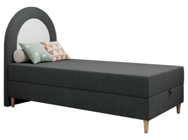 Łóżko młodzieżowe NEST 90x180 - H3 - ciemnoszary, struktura - topper T25