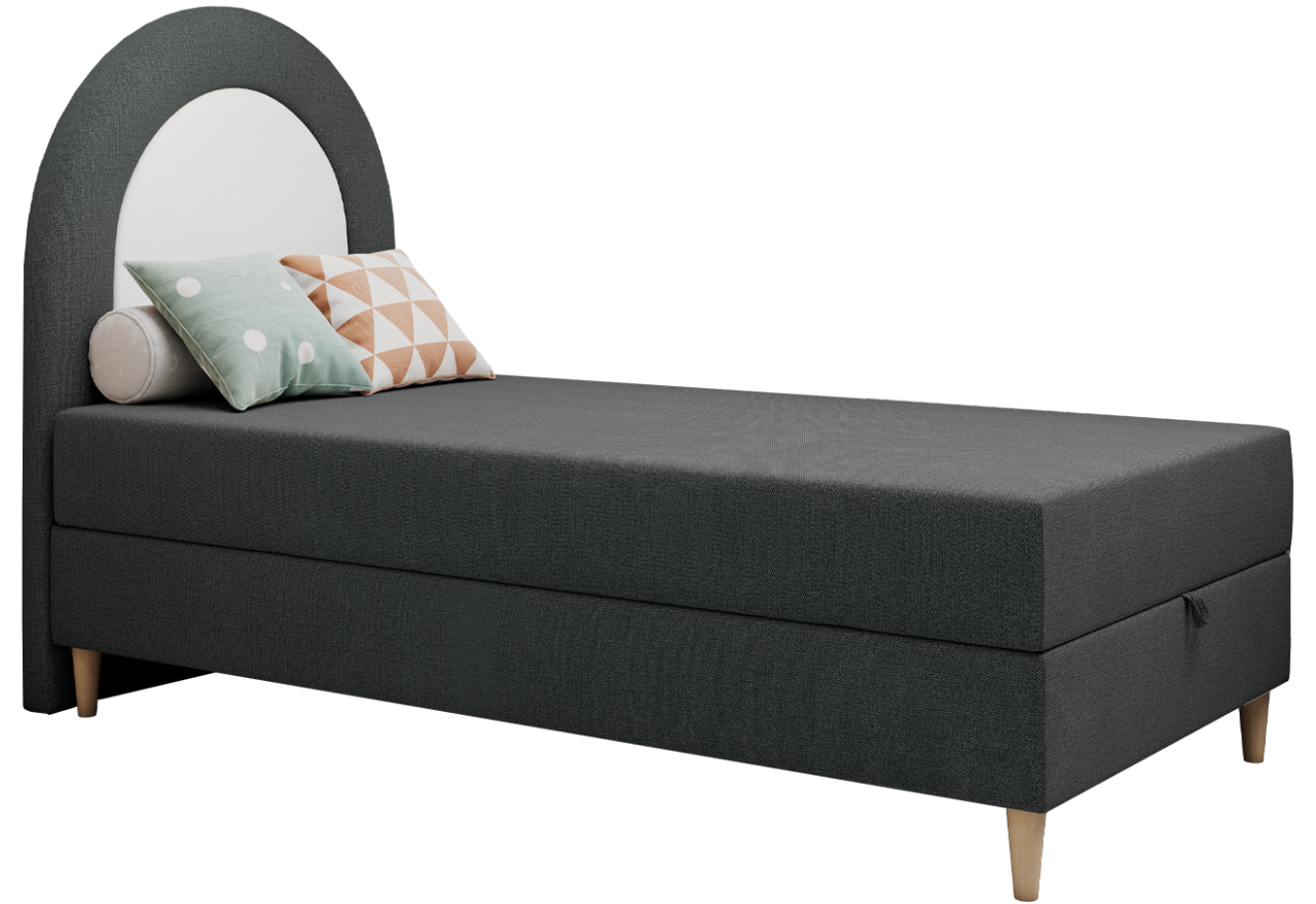 Łóżko młodzieżowe NEST 90x180 - H3 - ciemnoszary, struktura - topper T25