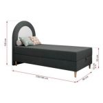 Łóżko młodzieżowe NEST 90x180 - H3 - ciemnoszary, struktura - topper T25