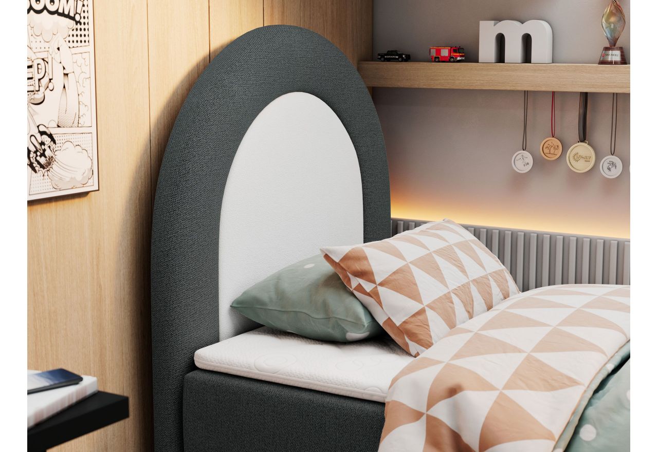 Łóżko młodzieżowe NEST 90x180 - H3 - ciemnoszary, struktura - topper T25
