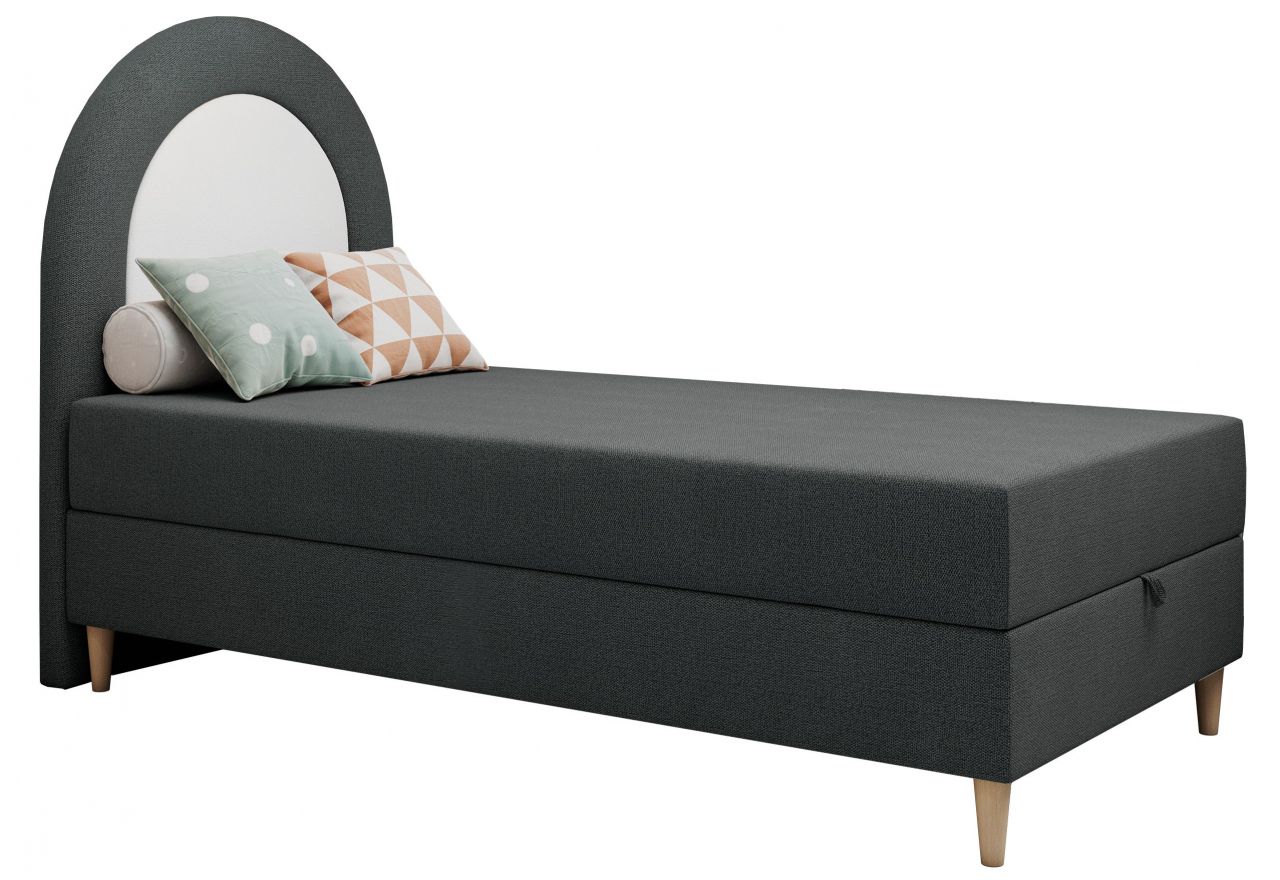 Łóżko młodzieżowe NEST 90x180 - H3 - ciemnoszary, struktura - topper T25